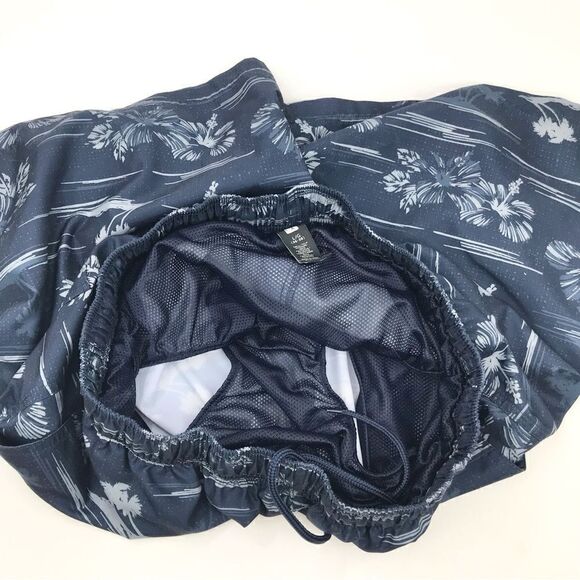 Ocean Pacific Dark Blue Light Blue Tropical Print Swim Trunks - Picture 8 of 10